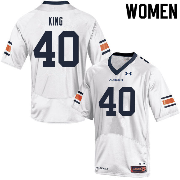 Auburn Tigers Women's Landen King #40 White Under Armour Stitched College 2021 NCAA Authentic Football Jersey FWZ4674HW